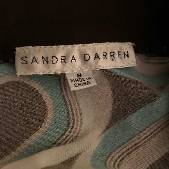 Teal and brown print dress by Sandra Darren size 8 - Picture 2 of 3